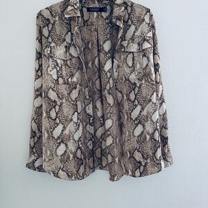 Ralph Lauren Snake Print Button Down Shirt - Brown and Cream